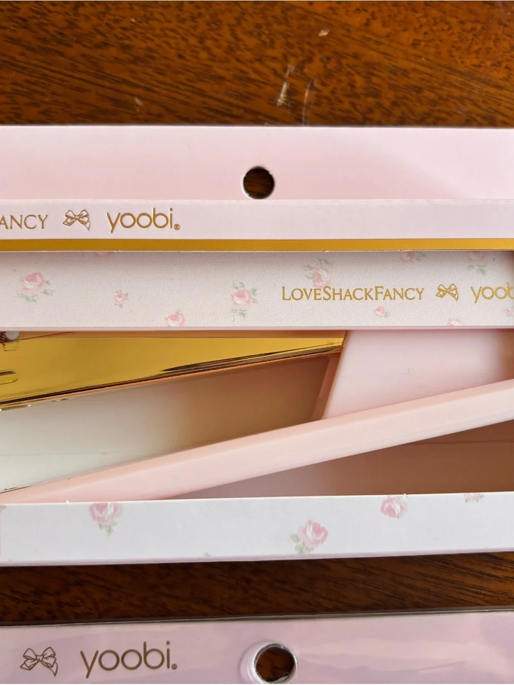 LoveShackFancy x Yoobi Floral Mouse Pad & Stapler Set - White with Pink Roses